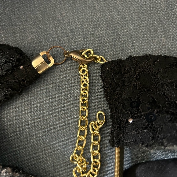 R&M Richards Black Jersey Dressy Sequin Wide Leg Jumpsuit Cocktail Social Size 6 - Picture 8 of 9